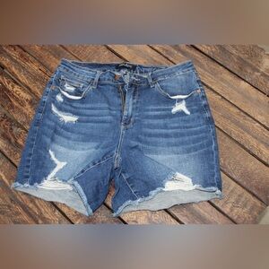 Judy Blue Ripped Indigo Jean Shorts